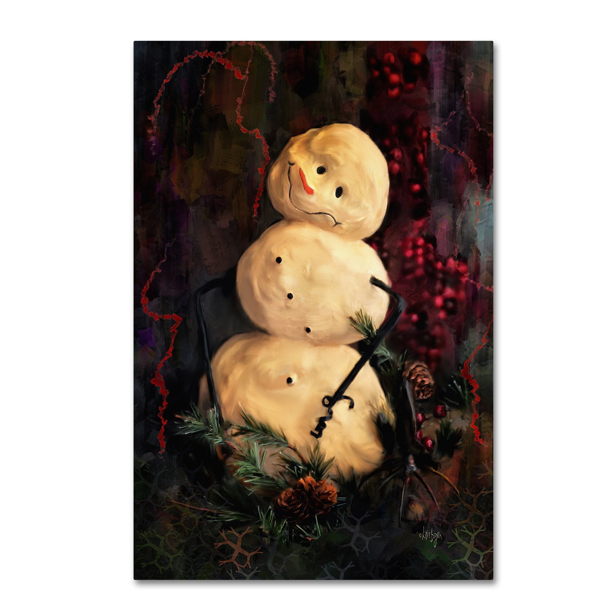 Trademark Fine Art "Forest Snowman" Canvas Art by Lois Bryan