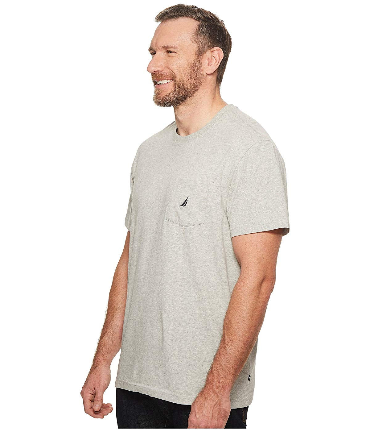 nautica men's solid crew neck short sleeve pocket t shirt