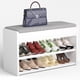 thumbnail image 1 of Banco Zapatero de 3 Niveles, Zapatera Madera de Tres Capas, Organizador de Zapatos Multifuncional con Asiento Acolchado de Espuma, Zapatero Entrada para Entrada, Puerta, Pasillo 80 * 30 * 40.5 cm, 1 of 9