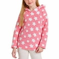 thumbnail image 2 of qolati Toddler Girls Fleece Hoodie Cozy Sherpa Fall Sweatshirt Cute Dots Printed Fuzzy Fluffy Pullover Casual Tops 4-15 Years, 2 of 5
