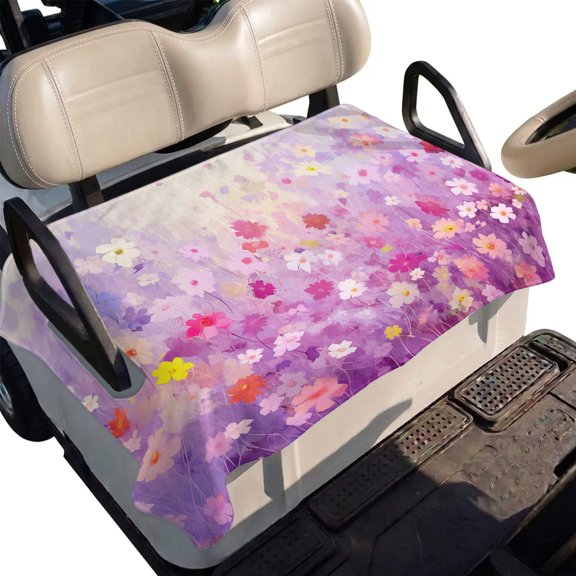 Golf Cart Seat Cover Abstract Plant Club Car Golf Cart Seat Covers Soft Absorbent Golfcart Towel Blanket PPurple Daisy Full Spring Flowers Golf Seat Covers for Cart Fits 2 & 4 Passenger 51"x31"