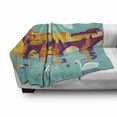 thumbnail image 3 of Prague Soft Flannel Fleece Throw Blanket, Colorful Arrangement with Charles Bridge Swans in River Cartoonish Graphic Design, Cozy Plush for Indoor and Outdoor Use, 60" x 80", Multicolor, by Ambesonne, 3 of 6