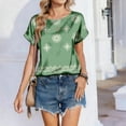 thumbnail image 4 of Short Sleeve Crew Neck T Shirt for Women Casual Loose Fit Butterfly Print Soft Lightweight Top Blouse for Daily Wear Army Green L, 4 of 6