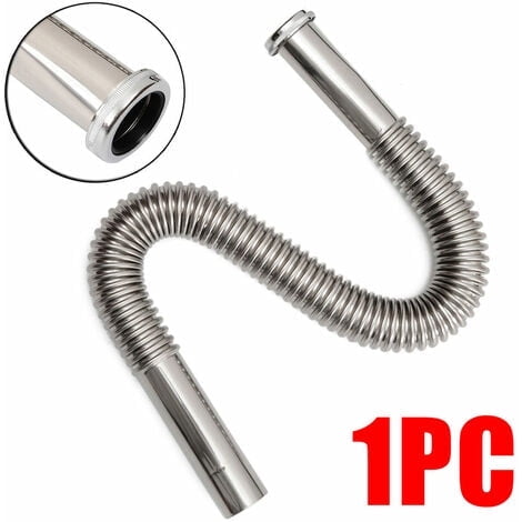 EcoNesxp Flexible Drain Pipe Stainless Steel Flexible Siphon Tube for Sink Bathroom Kitchen Plumbing