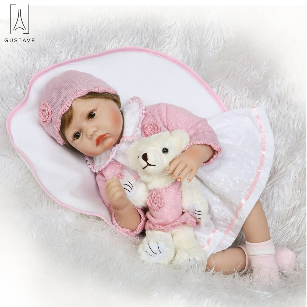 GustaveDesign Realistic Reborn Baby Doll Girl Newborn Baby Silicone Vinyl 22" Handmade Weighted