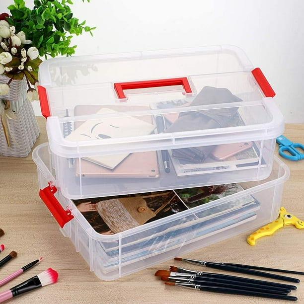 BTSKY Stack & Carry Box, Clear Plastic Storage Container Stackable Home  Utility Box with Removable Tray Multi-Purpose Storage Bin for Organizing  Stationery, Sewing, Art Craft Supplies(Blue) : : Office Products