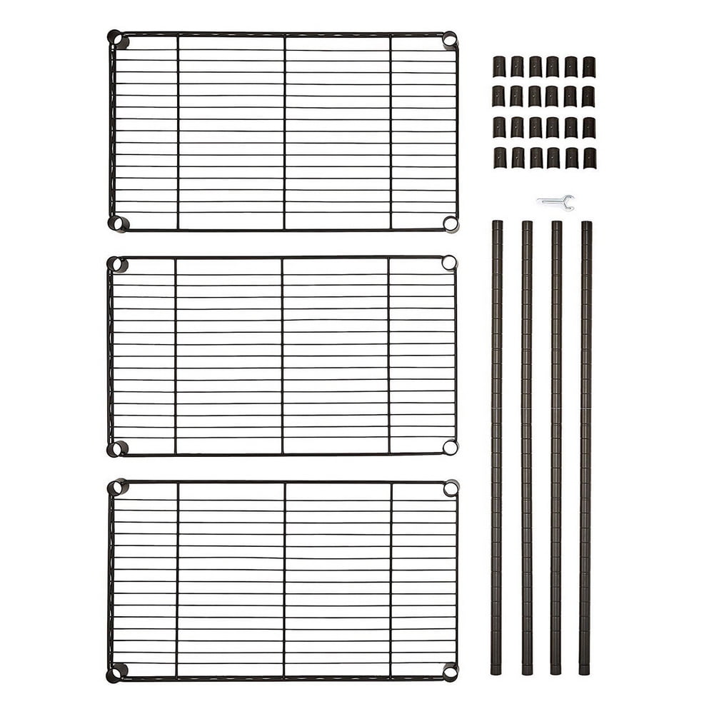 Kepooman 3-Layer Plastic Coated Iron Shelf, Garage Shelves and Racks Chrome Plated Iron Shelf, Black Kepooman 3-Layer Plastic Coated Iron Shelf, Garage Shelves and Racks Chrome Plated Iron Shelf, Black
