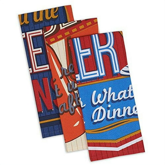 Retro Beer Sign Printed Dishtowels Set of 3