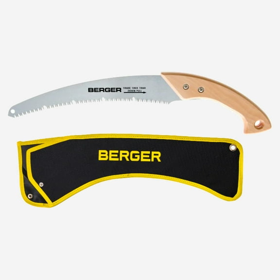 Berger 62513 Curved Blade Pruning Saw with Protective Sheath, Wood Handle, 13"