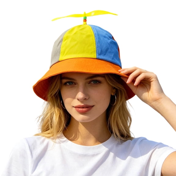 WJJIAO Funny Adult Rainbow Propeller Hat Fisherman Hats Baseball Cap with Propeller Adjustable Cute Cap Snapback Hat for Fun Events