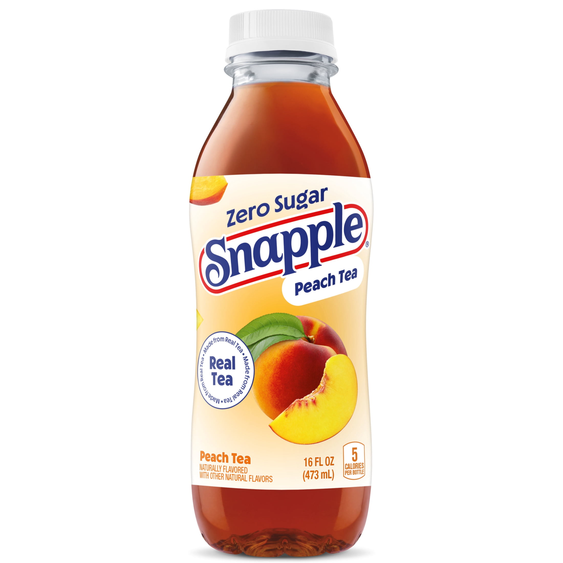 Snapple Zero Sugar Peach, Bottled Tea Drink, 16 fl oz, 6 Bottles