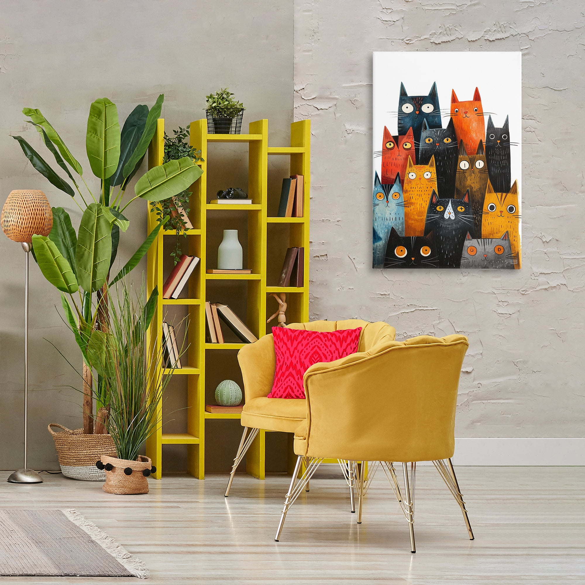 Stupell Industries Fun Peeking Cat Faces Animals & Insects Painting Gallery Wrapped Canvas Art Print Wall Art, 24 x 36