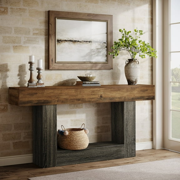 Finmind 63" Console Table, Farmhouse Entryway Table for Living Room, Hallway, Foyer