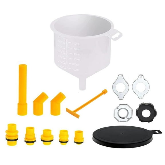 No-Spill Coolant Funnel Kit, 15Pcs Spill-Proof Coolant Filling Funnel Radiator Flush Kit with Adapters, Universal Radiator Bleeder Funnels Fill Set for Most Cars