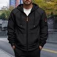 thumbnail image 2 of safuny Hoodies for Men Zip Up Jacket Sweatshirt Lightweight Solid Coat Fall Fashion Sweatshirt with Pockets Black L, 2 of 5