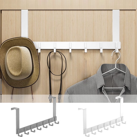 mtvxesu Over The Door Hanger With 6 Hooks, No Drill Aluminum Towel Rack For Bathroom Bedroom Closet Organization, 1-Pack