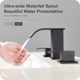 thumbnail image 4 of Waterfall Bathroom Faucets for Sink 3 Hole - Matte Black Bathroom Faucet with Pop-up Drain, 8 Inch Widespread Bathroom Sink Faucet 2-Handles, Modern Vanity Faucet with Supply Lines, 4 of 9