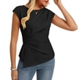 thumbnail image 4 of Womens 2026 Spring Short Sleeve Tops Dressy Casual Crew Neck Peplum Shirts Trendy Tunic Blouses with Knot Black 2XL, 4 of 5