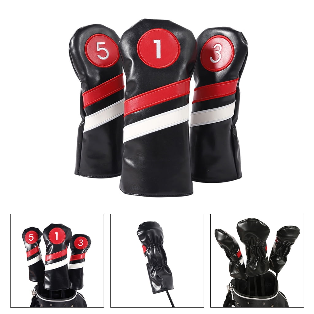 AOOOWER 3pcs/set Golf Head Covers for Driver & Fairway-Woods & Hybrid Golf Headcovers Set with Long Neck