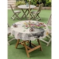thumbnail image 3 of Outdoor Tablecloth with Umbrella Hole and Zipper, Happy Easter Round Table Cloth 54 Inch Waterproof Tablecloth, Cute Bunny Vintage Spring Flowers Butterfly Picnic Table Cover for Patio Camping, 3 of 7