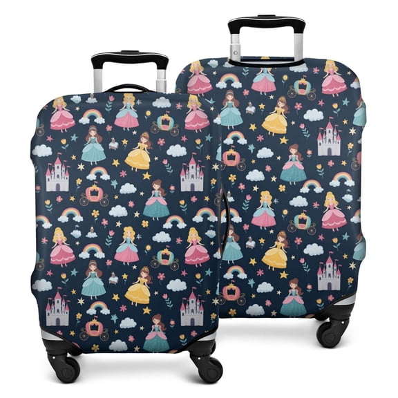 Dark Blue Princess Castle Pattern Luggage Cover Fashion Suitcase Cover Baggage Covers Fit 25-28 Inch Luggage (Go Travel)