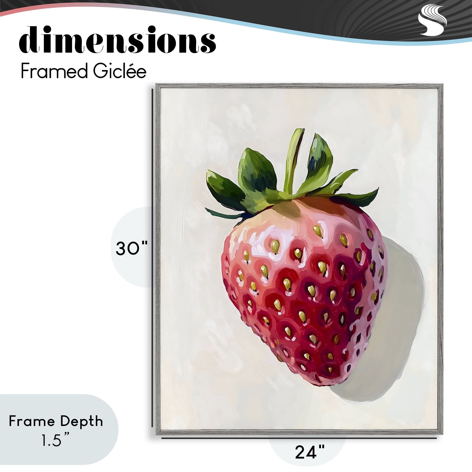 Stupell Industries Juicy Shine Strawberry Gray Framed Giclee Art, design by The Prints Vibe