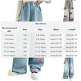 thumbnail image 3 of Auroural Girls Pants 14-16 Jeans Girls Jeans Size 14-16 Loose Fit Mid Size Children's Sports Sweatpants Children's Flower Curved Knife With Pockets Casual Pants Pants Light Blue 14-15 Years, 3 of 7