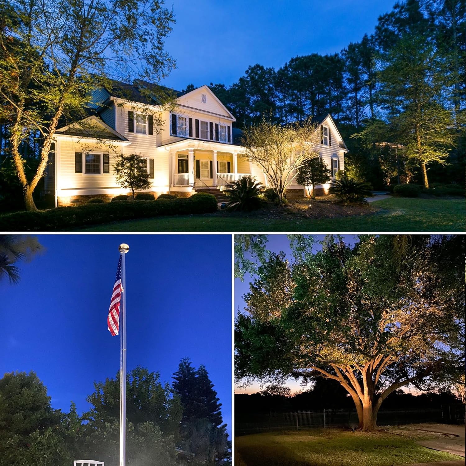 SUNVIE 40W Spotlights Outdoor 120V LED Plug in 4000LM Flag Pole Light 3000K Warm White Landscape Lighting for Yard House Tree Lawn Signage