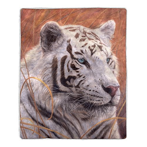 Bedford Home 64A-Tiger Sherpa Fleece Blanket