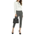 thumbnail image 5 of DARING DIVA Women's Contrast Color Button Down Long Sleeve Tie Neck Shirt L White, 5 of 7