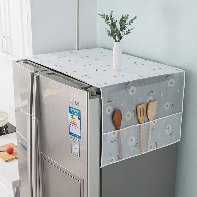 Nvzi 1 pieza de cubierta de tela para refrigerador de una o dos puertas,tela con margaritas, cubierta impermeable y a prueba de polvo para refrigerador doméstico, 180 * 60 CM (Estilo 2)