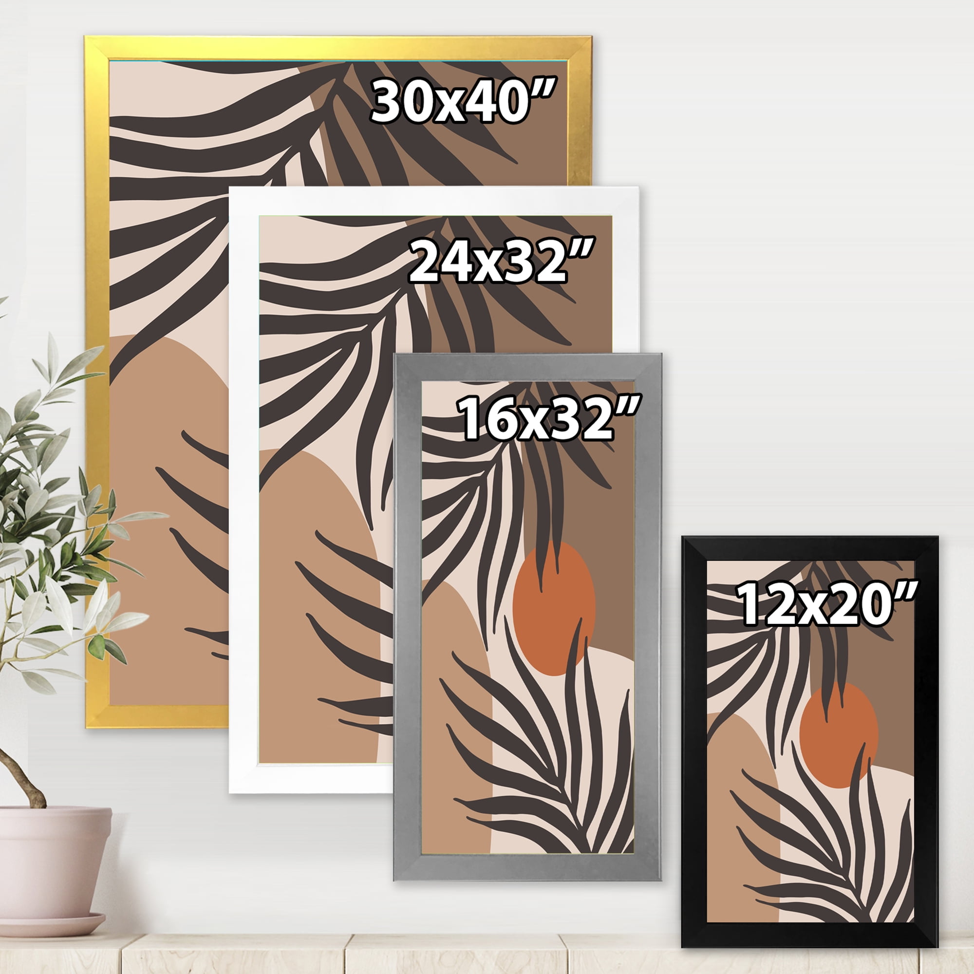 Designart 'Sun and Moon Shapes In Retro Terracotta Tones III' Modern Framed Art Print