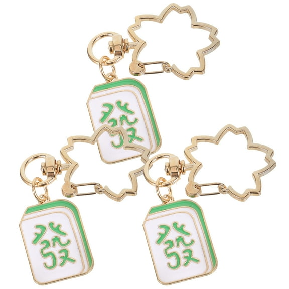 HIAKDOFT 3Pcs Bulk Mahjong Keychain Multi Color for Everyday Use and present Giving
