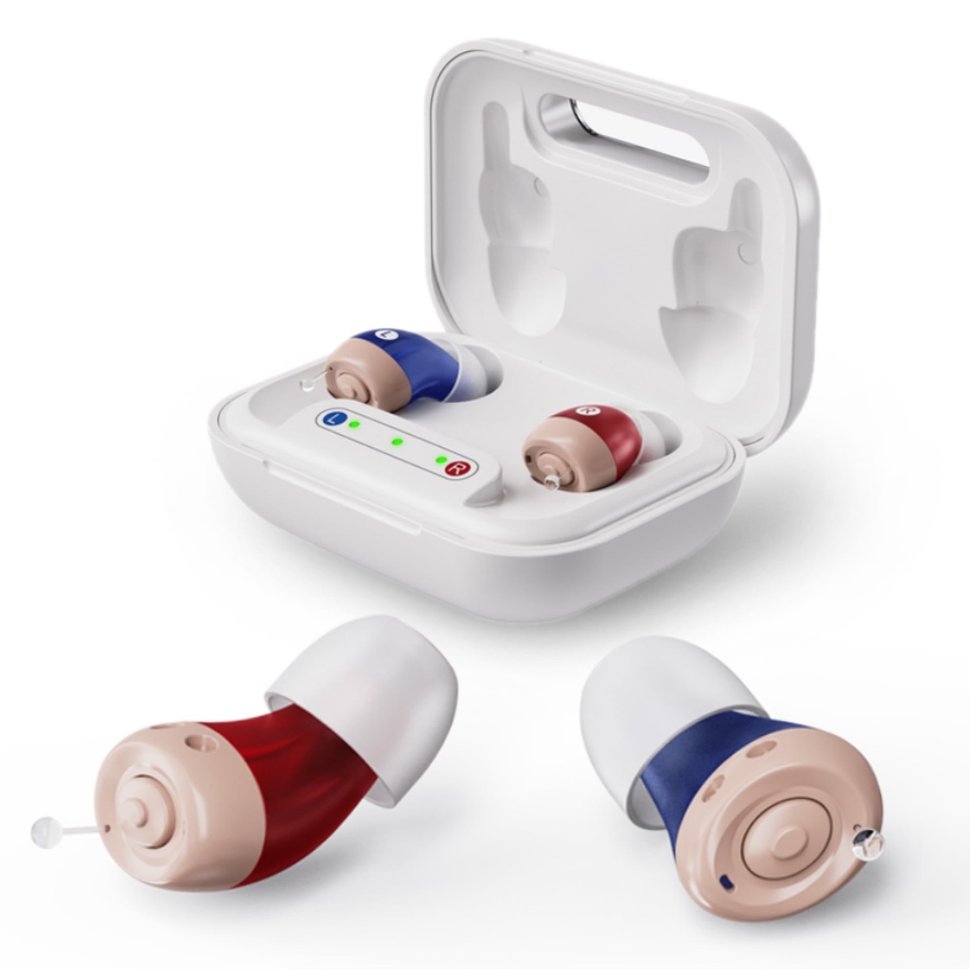 Jinghao Personal Sound Amplifier Product CIC for Ears for Seniors Adults with Rechargeable Charging Box