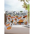 Pack of 2 Outdoor Pillow Covers, Food Doodle Delicious Hot Dog Bacon