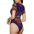 thumbnail image 2 of Fotbe Mardi Gras2 Body de Mujer con Cuello Redondo y Mangas Cortas, Sin Mangas Ajustado, Suave, Cómodo y Básico-Small, 2 of 7