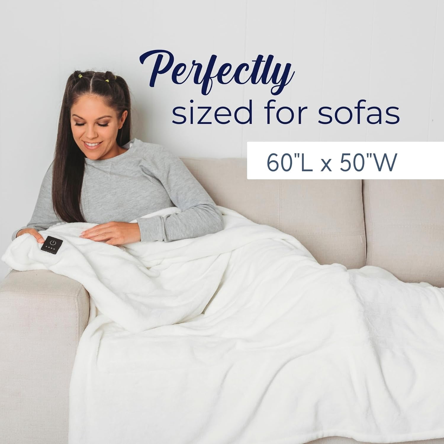 Dreamaker One-Touch Fleece Electric Heated Throw Blanket, 50x60 inches - Cozy, Machine Washable, with 4 Adjustable Heat Settings & Built-in Remote - Ultimate Comfort for Cold Nights