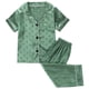 thumbnail image 1 of Odeerbi 1-8 Años Niños Niñas Pijama de Verano de Satén Con Solapa de Muesca Camisa de Manga Corta Pantalón Conjunto de Ropa de Dormir Suave Pijama de Dos Piezas, 1 of 8