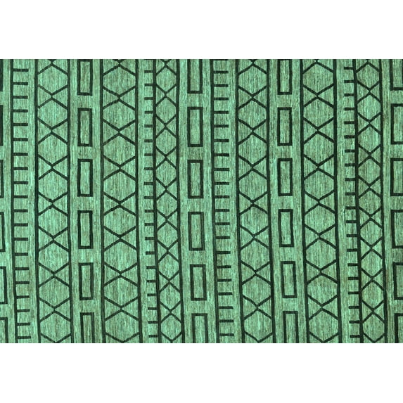 Ahgly Company Machine Washable Indoor Rectangle Abstract Turquoise Blue Modern Area Rugs, 3' x 5'