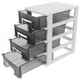 thumbnail image 4 of GOOHOCHY Armario de almacenamiento de cuatro capas para el hogar, con cajones de plástico, portátil, multifunción, resistente al polvo, organizador de muebles (marco blanco y negro transparente)., 4 of 7