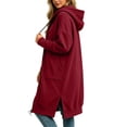 thumbnail image 5 of QIYAGBSA Hoodies for Women Long Zip Up Hooded Sweatshirt Side Slits with Pockets Casual Fall (Wine, S), 5 of 6