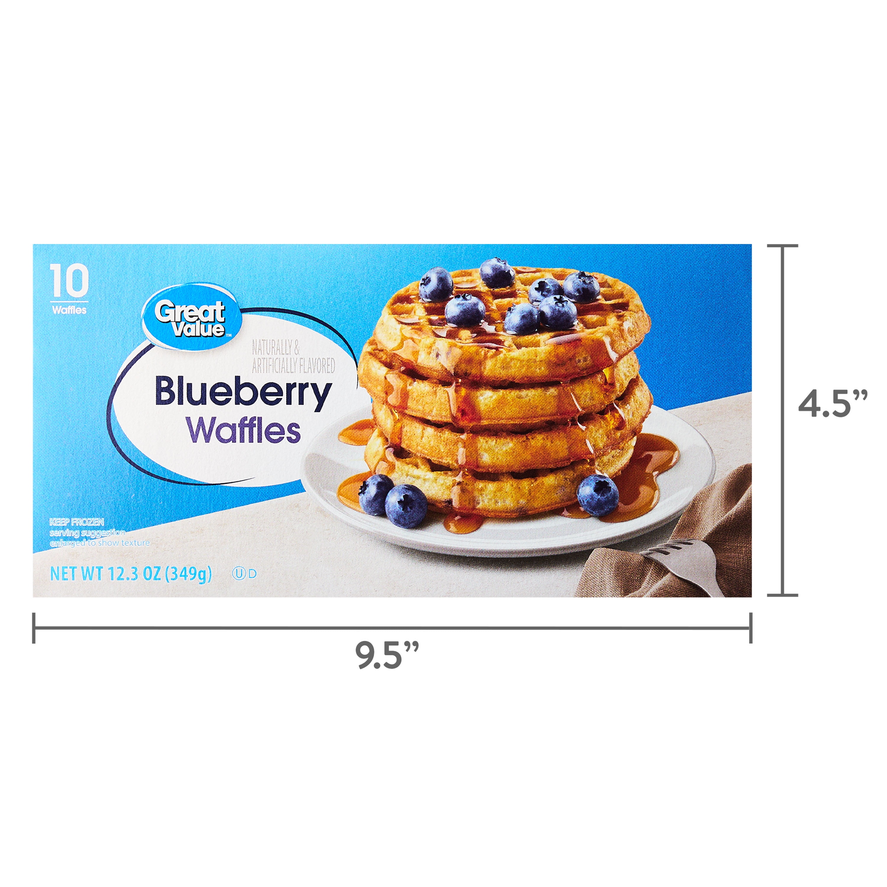 Great Value Blueberry Waffles, 12.3 oz, 10 Count (Frozen)