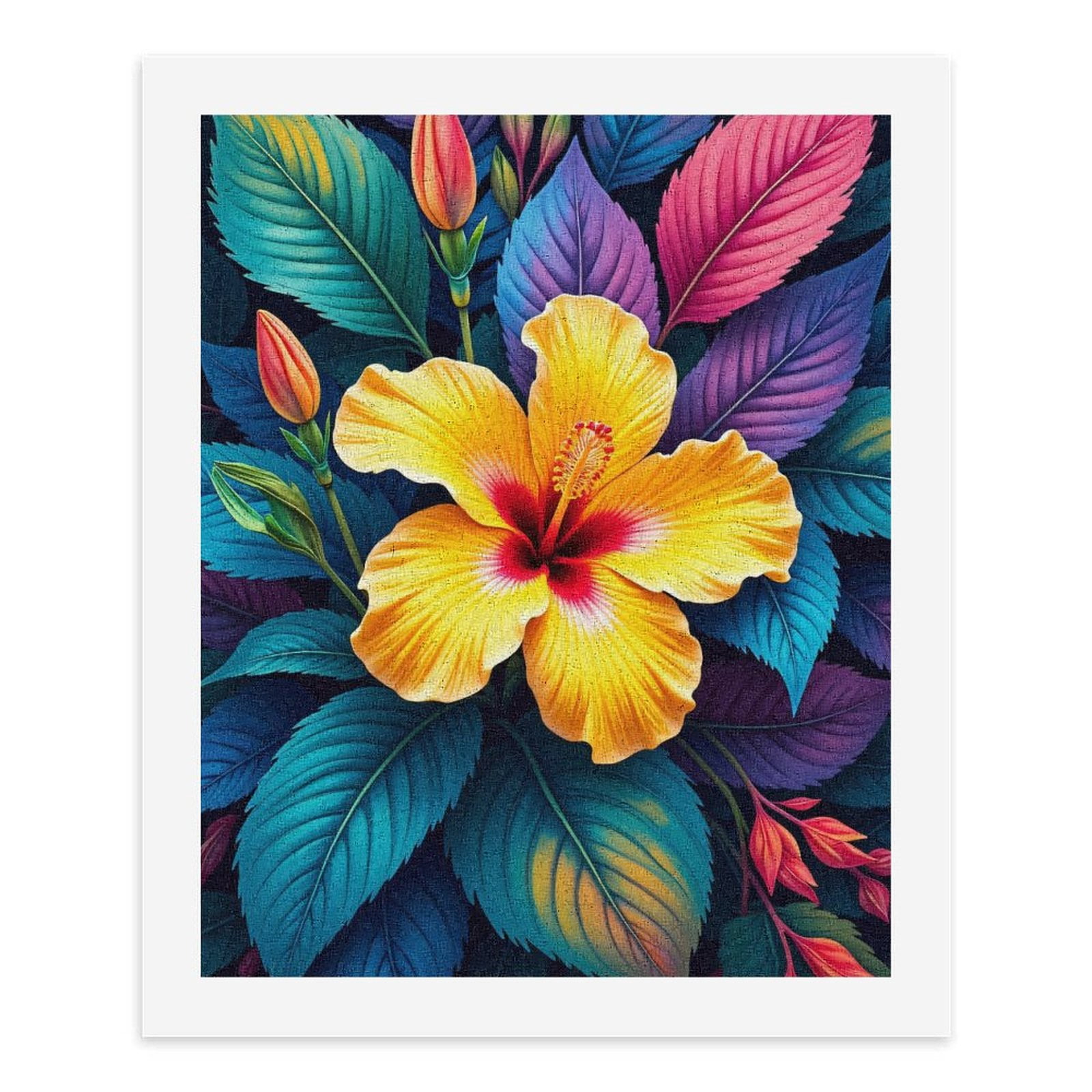 Paint By Numbers Kit for Adults Beginner - Vibrant Tropical Flower Blossom DIY Canvas Painting Kits for Adults, Frameless Paint By Number for Adults for Home Wall Decor 16x20 Inch