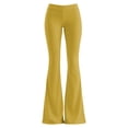 thumbnail image 3 of Xijirk Womens High Waist Flare Pants Solid Stretchy Knit Bell‑Bottom Casual Trousers No Pockets Size:2XL, 3 of 5