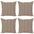 thumbnail image 1 of Ambesonne Rainbow Throw Pillow Cover 4 Pack, Swirls Vertical Waves Art, 20", Multicolor, 1 of 2