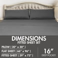 thumbnail image 3 of HOMES PERCEPTION 3-Piece Microfiber Twin Bed Sheets - Breathable, 16" Extra Deep Pocket, Wrinkle Free - Gray, 3 of 8