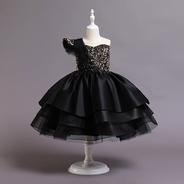 Vestidos de noche para niñas Piano Pasarela Rendimiento Traje Verano Estilo Twinkle Lentejuelas Boda Princesa Vestido para fiesta Prom9-10T (Etiqueta 150) Gao Jinjia LED