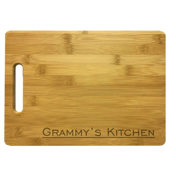 PrecisionNC Grandma Cooking Gifts Grammy's Kitchen Engraved Large Sized Natural Wood Cutting Board Bamboo