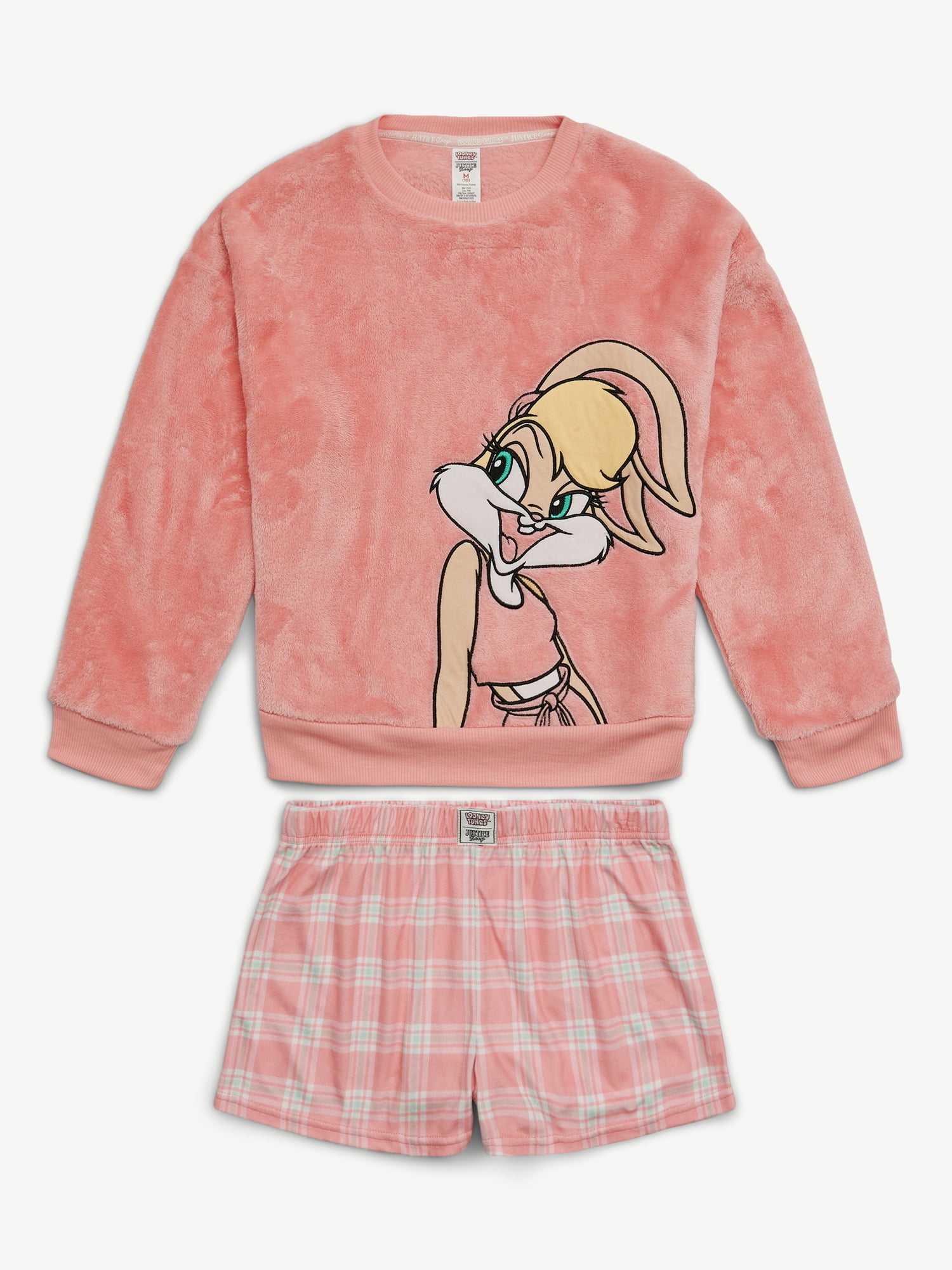 Looney Tunes X Justice Girls Long Sleeve Sleep Top and Shorts, 2-Piece, Sizes 5-18