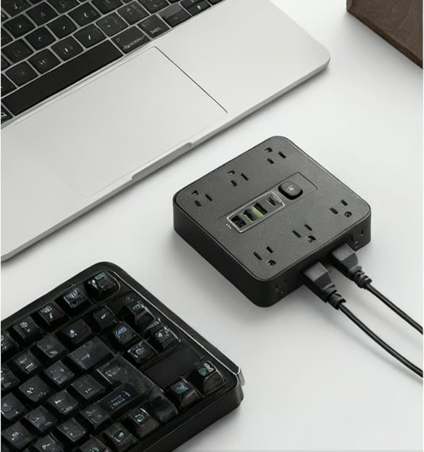16 in 1 Power Strip with Surge Protection, 6 AC Outlets & 4 USB Ports , Flat Plug for Home Office Dorm and Travel Use